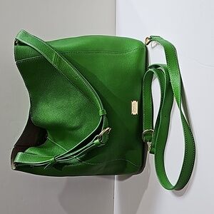 Frances Valentine Green Crossbody Tumbled Leather Bag Purse